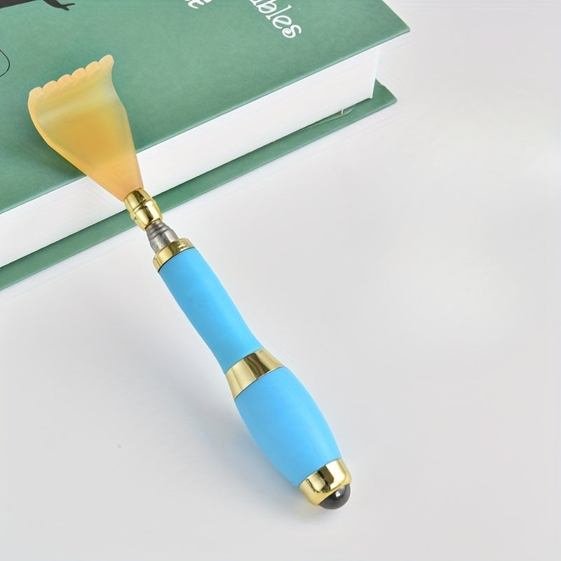 1pc Telescopic Back Scratcher & Massager with Soft Massage Roller, Telescopic Stainless Steel Rod and Soft Scratching Head, Ergonomic Handle Design, Adjustable Height, Ideal for Gentle Home Care and Everyday Use, Home Massage Tool, Personal Grooming