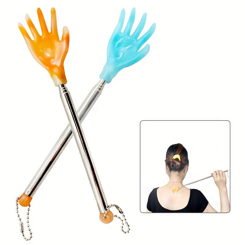 Home Convenience | Extendable Back Scratcher & Massager - Portable, Multi-Functional, Dual-Color (Orange & Blue) with Pocket Clip, Ideal for Home Use, Back Massager