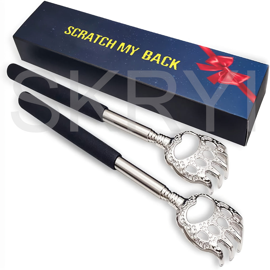 2 Pack Bear Claw Telescopic Back Scratcher - Extendable Manual Back Massager Tool for Men and Women, Ideal for Christmas Stocking Stuffers, Novelty Gift for Birthday and Festivals