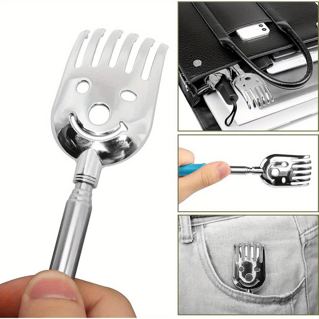 5 Pack Telescoping Back Scratchers - Portable, Extendable Metal & Soft Rubber Back Massager with Ergonomic Handles for Adults, Kids, Dogs - Promotes Hand & Body Relaxation, Improves Circulation & Circulation Support, Back Massager for Back, Ergonomic