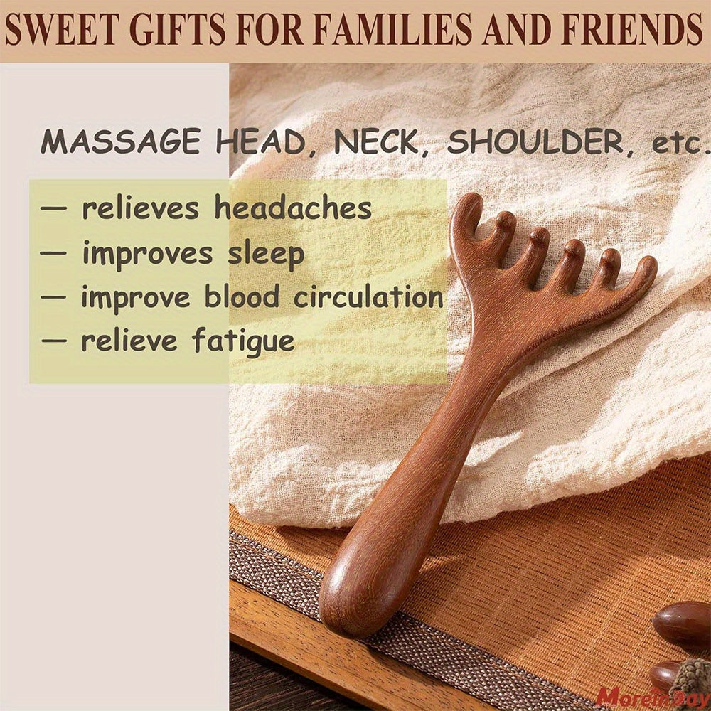Custom Engraved Wooden Scalp Massager Tool - Deer Antler-Inspired Design with Laser-Engraved Text, Portable Head Scratcher for Relaxation & Stress, Ideal Gift for Family & Loved Ones, Relaxation Tool, Natural Wood Finish, Smooth Texture