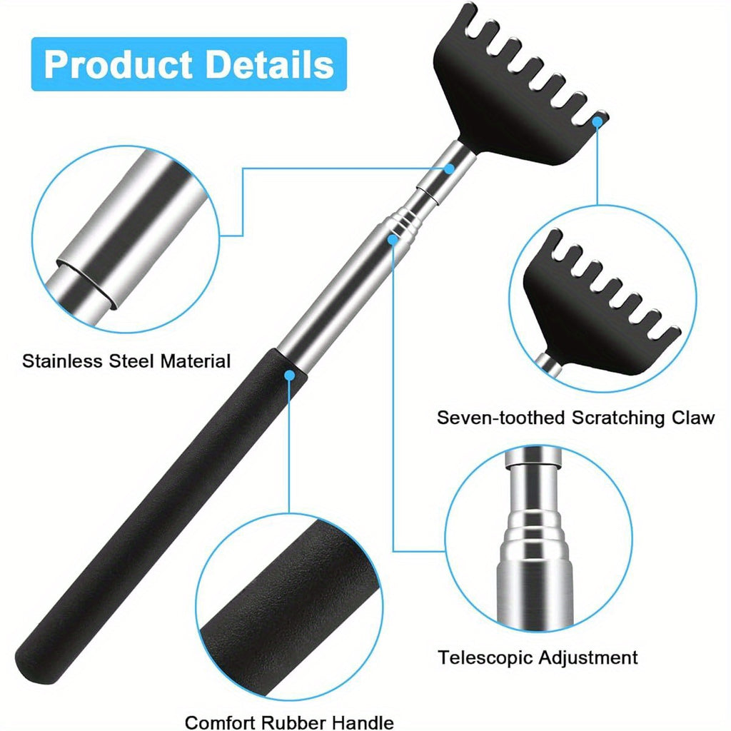 6-Pack Back Scratcher Massager with Extendable Handle - Heavy-Duty Scratcher & Massager Tool, Multi-Color (Green, White, Black, Red, Blue, Purple) - her'S Day, Christmas Gifts for Dad, Husband, Men & Women - Office, Home, Travel Use - Stocking Stuffers &