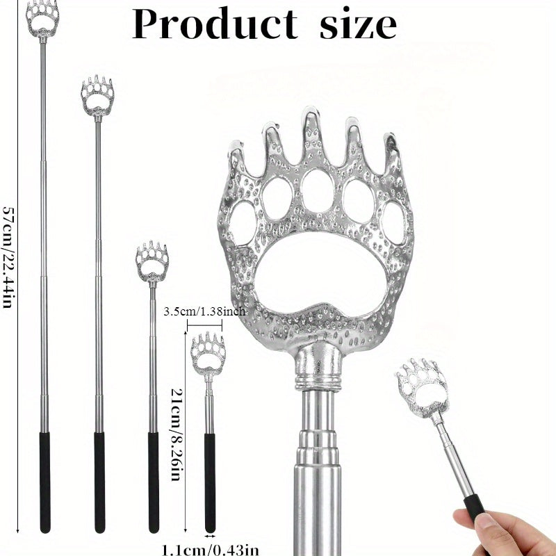 4pcs Mixed Pack Bag Gift Box with Scratcher, Men's Retractable Back Scraper Without Asking for Help, Metal Rubber Handle Scrubber Expandable Prize Adult Women's Back Massage Tool