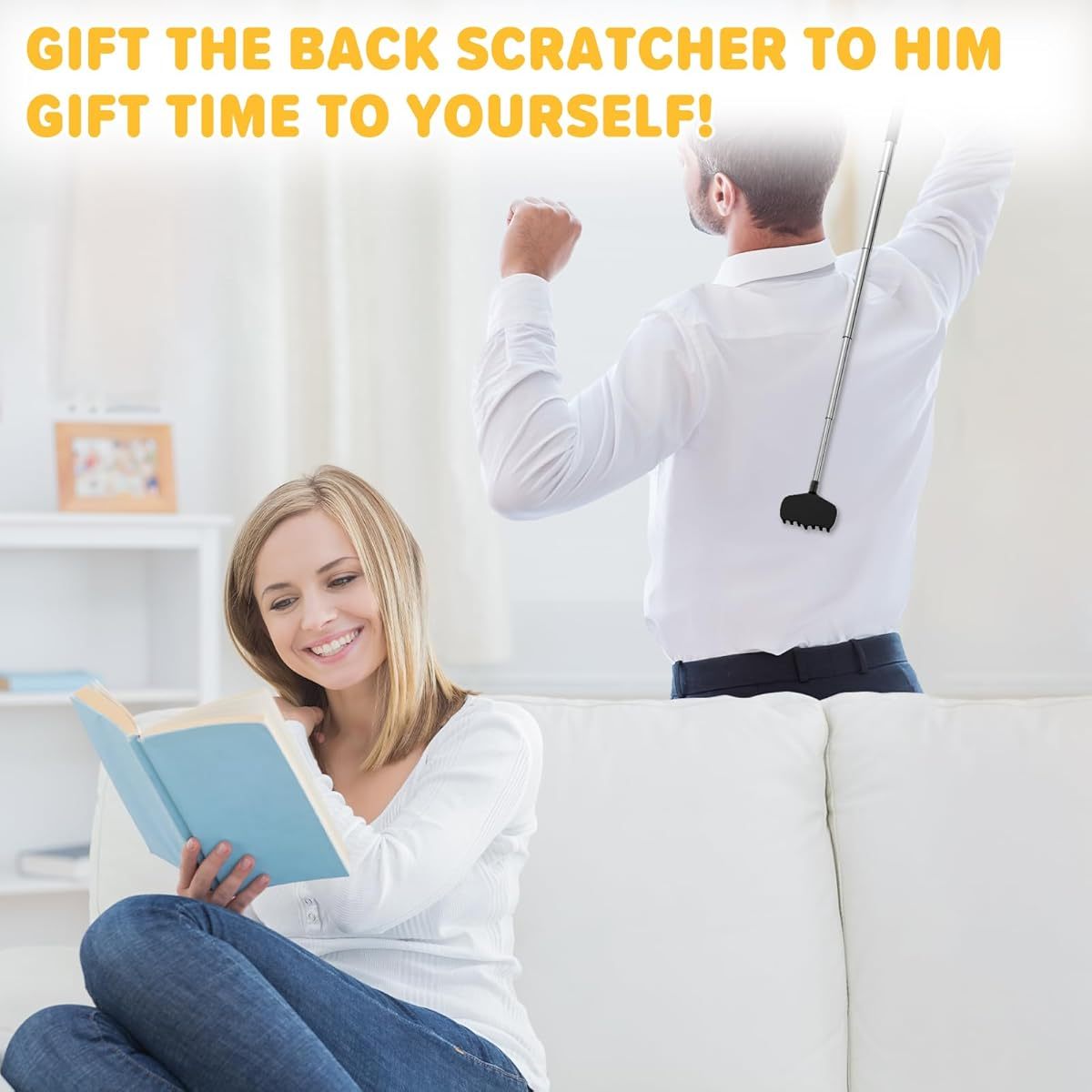 Extendable Back Scratcher Stocking Stuffer - Heavy-Duty Telescoping Back Massager with Extendable Arm, Funny Christmas, Birthday, Housewarming Gifts for Men, Women, Dad, Husband, Wife - Space-Saving Design for Stockings, Gifts Bags - Ideal for Home,