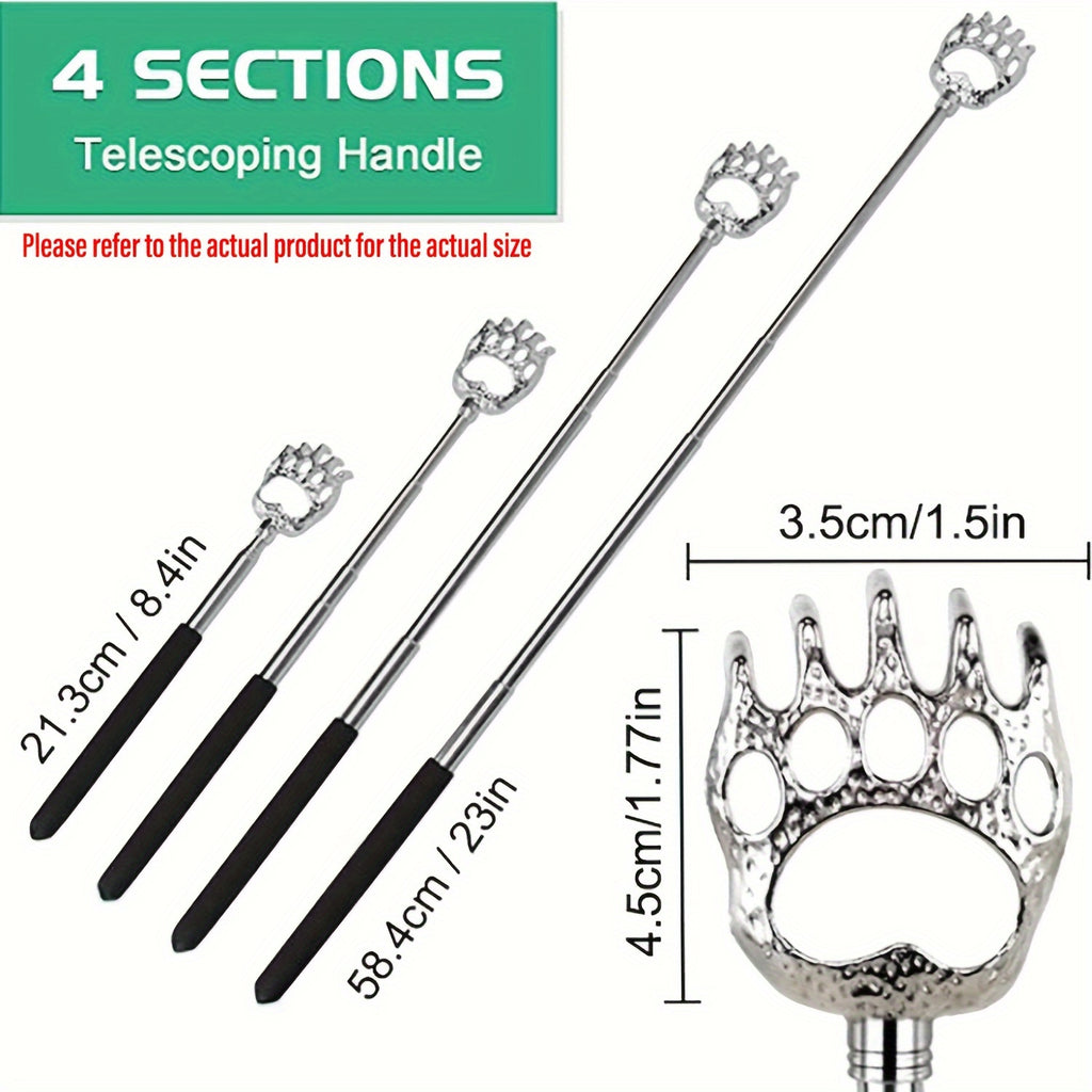 2 Pack Bear Claw Telescopic Back Scratcher - Extendable Manual Back Massager Tool for Men and Women, Ideal for Christmas Stocking Stuffers, Novelty Gift for Birthday and Festivals