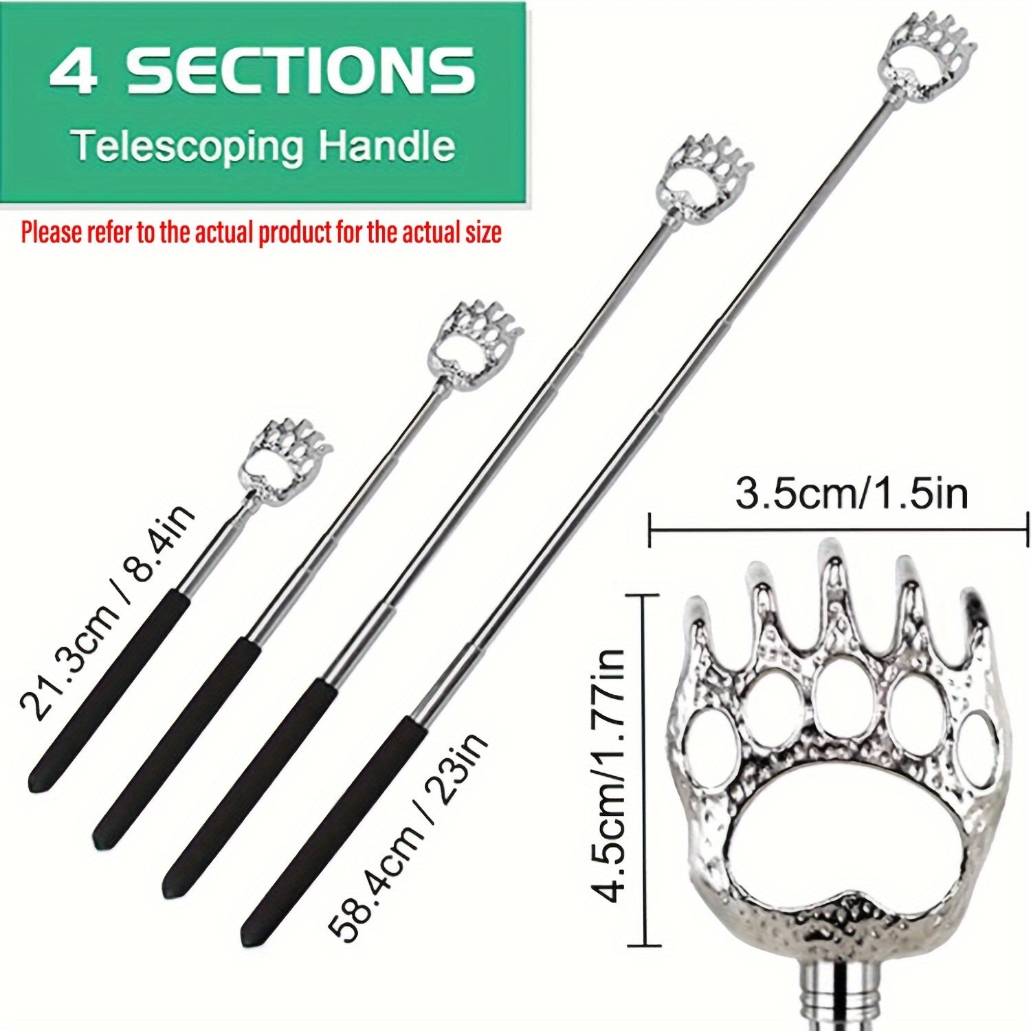 2 Pack Bear Claw Telescopic Back Scratcher - Extendable Manual Back Massager Tool for Men and Women, Ideal for Christmas Stocking Stuffers, Novelty Gift for Birthday and Festivals
