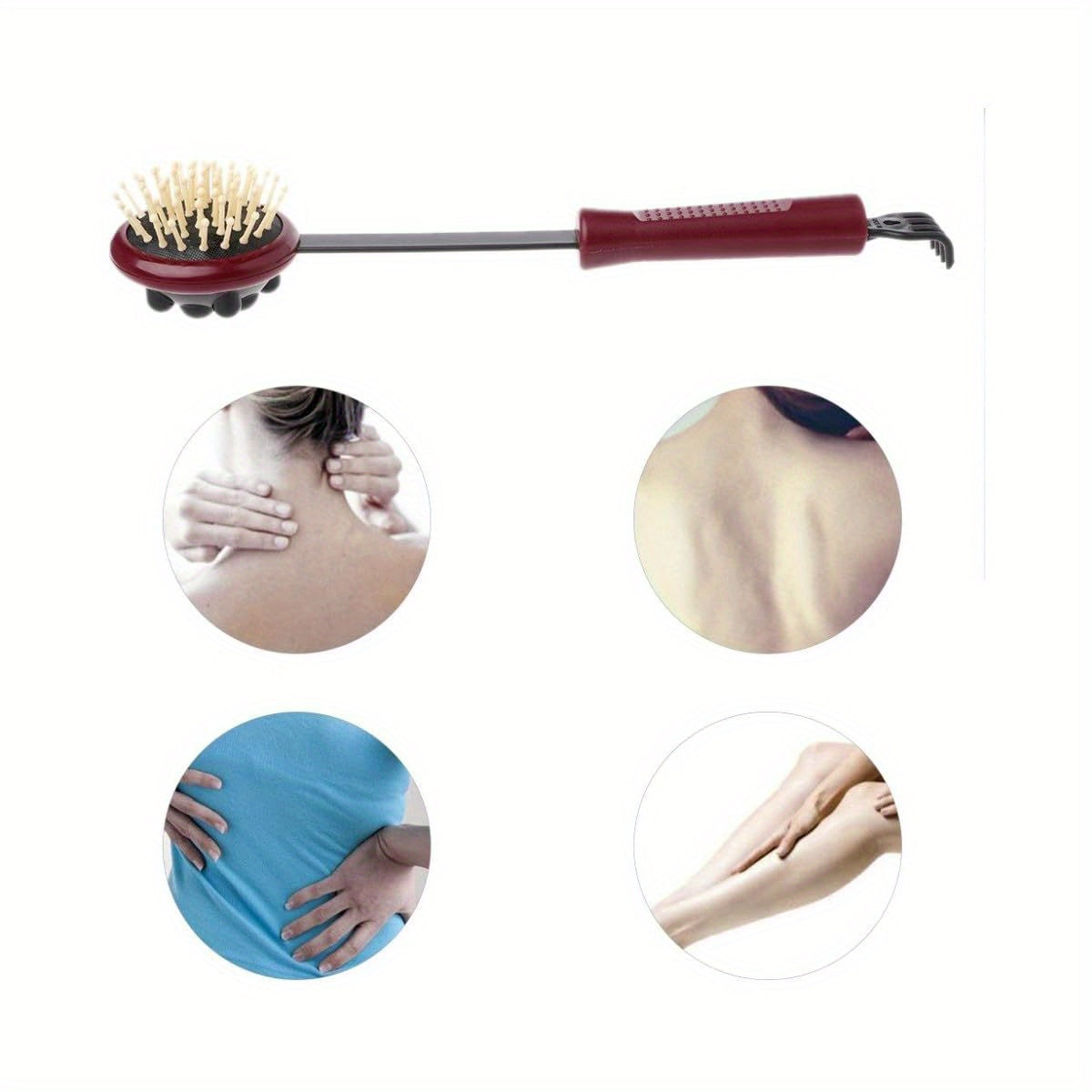1pc Double Head Back Scratcher & Body Massage Hammer Tool - Dual-Headed Design with Ergonomic Handle, Soft Bristles & Sturdy Tip for Deep Tissue, Muscle Relaxation, Improved Circulation - Portable Back Massager for Home, Office, Travel - Ideal for