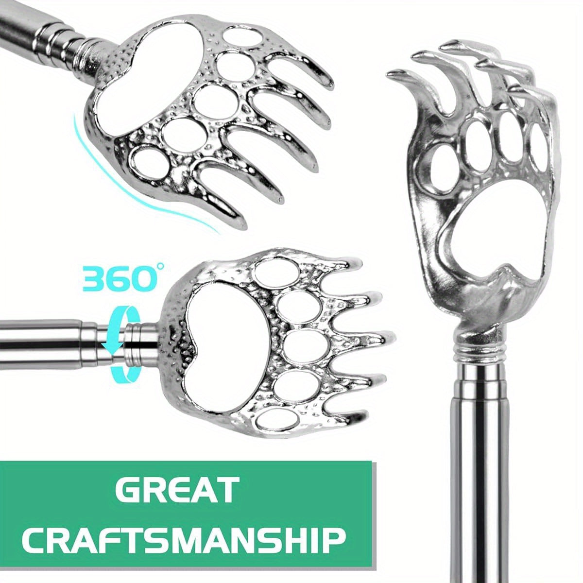 3pcs Telescopic Back Scratcher with Extendable Shaft - Heavy-Duty Bear Claw Massager for Back, Neck, Shoulder - Ideal Gift for Men, Women, Dad - Compact & Portable for Home, Travel, Spa Use - Birthday, Christmas, Father's Day Present, Massagers for Neck