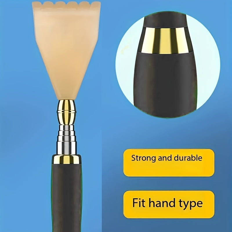 1pc Telescopic Back Scratcher & Massager with Soft Massage Roller, Telescopic Stainless Steel Rod and Soft Scratching Head, Ergonomic Handle Design, Adjustable Height, Ideal for Gentle Home Care and Everyday Use, Home Massage Tool, Personal Grooming