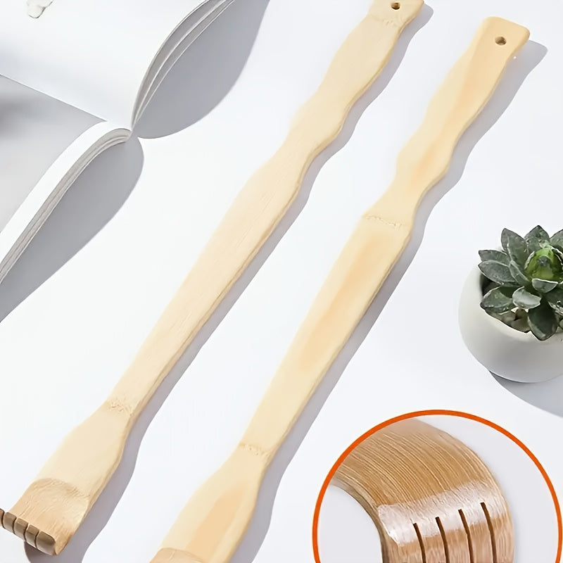 3pcs Bamboo Back Scratcher with Long Handle - Ergonomic Tickle Massager for Itch & Muscle Tension, Portable Novelty Gift for Family Friends, Holiday Gift Idea, Personal Care Tool | Playful Design | Durable Scratching Tool