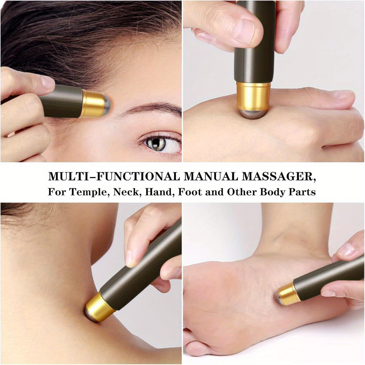Back Scratcher with 2pcs Replaceable Heads, Head Body Hand Scratcher Massager with Stainless Steel Wide Claws/ Anti- Slip Handle/ Massage Roller, Back Scratcher for Women, Back Massager for Back