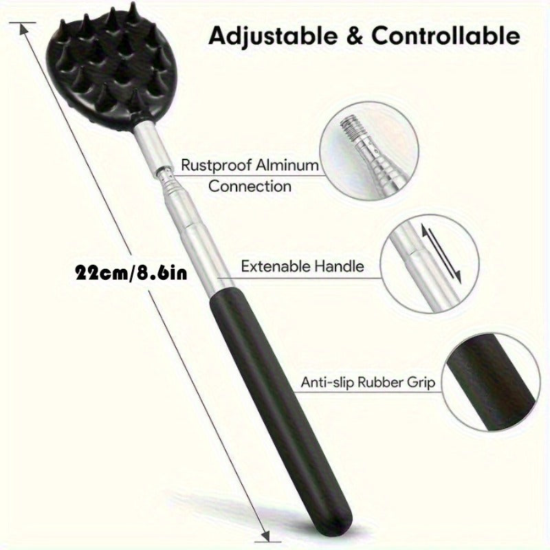1pc Upgraded Telescopic Cactus Back Scratcher with Extendable One-Hand Itch Stick - Black Handle, Portable Cactus Design Relax Tool for Men & Women, Back Massager, Men's Worry, Sleek Design, Durable Construction