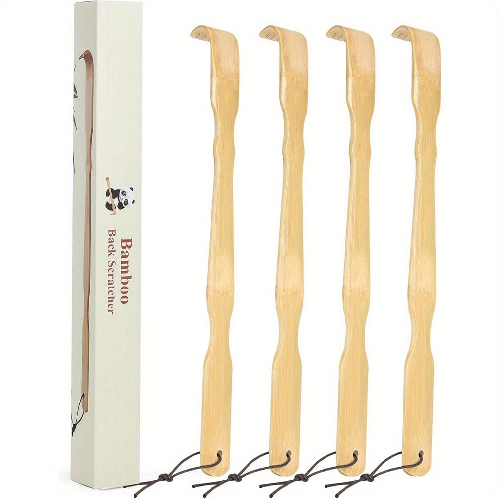 Wooden Bamboo Back Scratcher, 17 Inch Long Handle Back Scratchers for Adults Men Women, with Beautiful Gift Packaging ( 4 Pack), Extra Long Back Scratchers Bamboo, Back Massager, Adjustable Back Scratcher, Back Scratching Tool, Cat Back Scratcher, Back