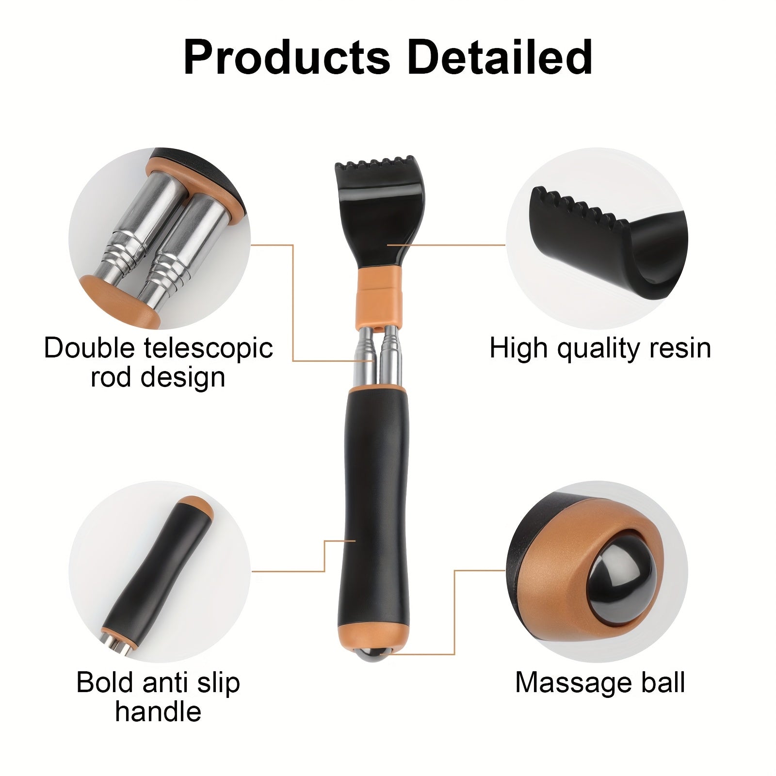 2pcs Telescopic Back Scratcher & Massager, Multifunctional Manual Massage Tool with Double Rod Design, Portable Stainless Steel Back Scratcher, Perfect Gift for Thanksgiving, Birthday, Christmas