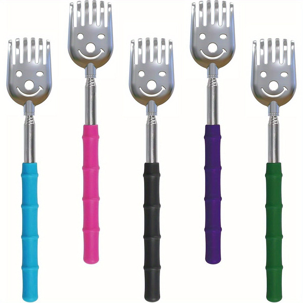 5 Pack Telescoping Back Scratchers - Portable, Extendable Metal & Soft Rubber Back Massager with Ergonomic Handles for Adults, Kids, Dogs - Promotes Hand & Body Relaxation, Improves Circulation & Circulation Support, Back Massager for Back, Ergonomic