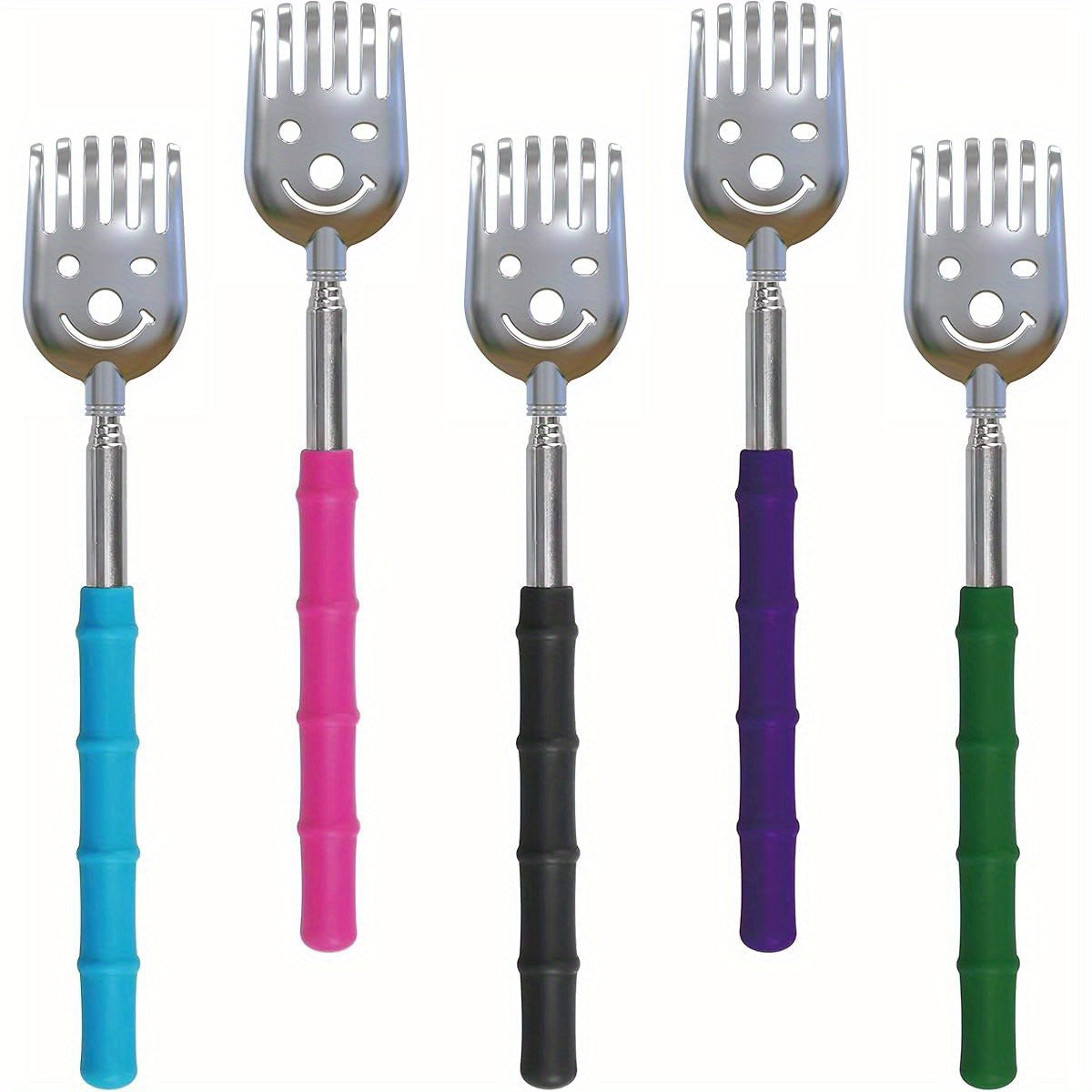 5 Pack Telescoping Back Scratchers - Portable, Extendable Metal & Soft Rubber Back Massager with Ergonomic Handles for Adults, Kids, Dogs - Promotes Hand & Body Relaxation, Improves Circulation & Circulation Support, Back Massager for Back, Ergonomic