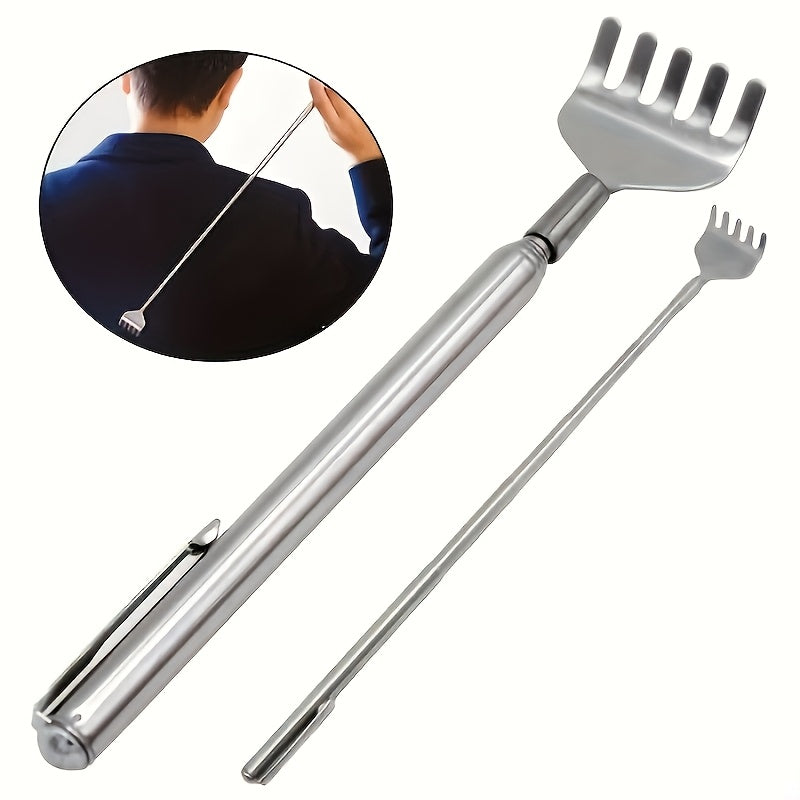 1pc Retractable Back Scratcher - 19.69 Inch Stainless Steel Adjustable Massage Tool with Ergonomic Handle, Portable Itch for Hard-to-Reach Areas, Durable & Hygienic Design for Home, Travel, or Gifting, Back Scratchers for Adults, Personal Care Accessory,