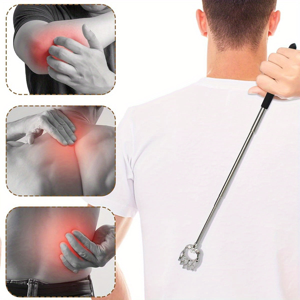 3pcs Telescopic Back Scratcher with Extendable Shaft - Heavy-Duty Bear Claw Massager for Back, Neck, Shoulder - Ideal Gift for Men, Women, Dad - Compact & Portable for Home, Travel, Spa Use - Birthday, Christmas, Father's Day Present, Massagers for Neck