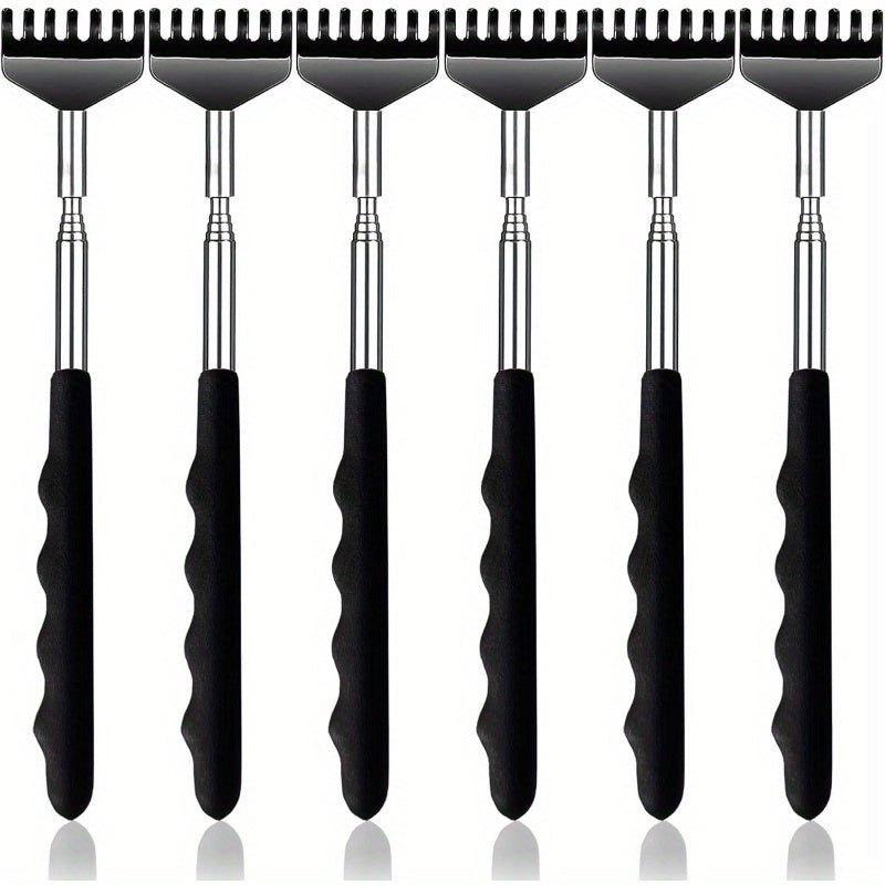 4pcs Extendable Metal Back Scratcher with Rubber Handles - Telescoping Back Massager for Men & Women, Portable Design for Home, Office, Travel - Ideal Stocking Stuffers & Gadgets, Back Massager for Back, Office Relaxation, Ergonomic Design, Durable