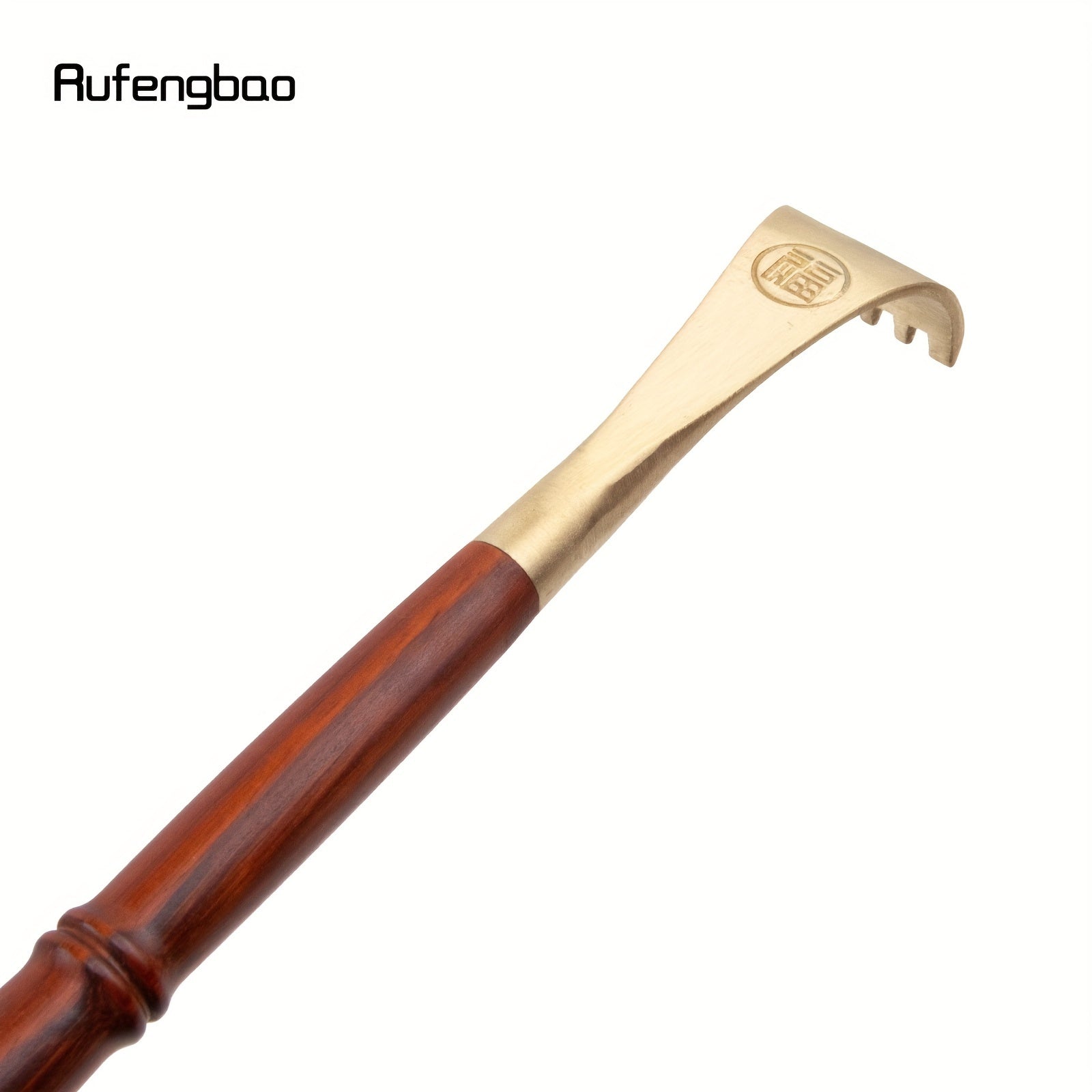 Rufengbao Wooden Itch Scratcher & Back Massager - Ergonomic Handle with Blue Ribbon, Smooth Curved Design for Hard-to-Reach Areas, Durable Red & Golden Finish for Personal Use Anywhere, Anytime, Itch Tool, Selfmassage Aid, Elegant Personal Care, Polished