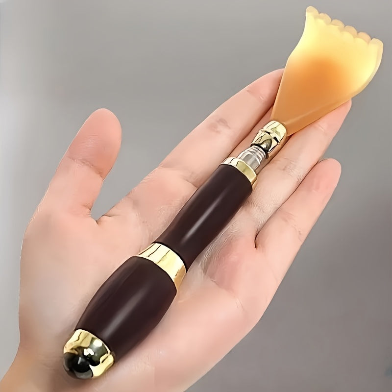 1pc Telescopic Back Scratcher & Massager with Soft Massage Roller, Telescopic Stainless Steel Rod and Soft Scratching Head, Ergonomic Handle Design, Adjustable Height, Ideal for Gentle Home Care and Everyday Use, Home Massage Tool, Personal Grooming