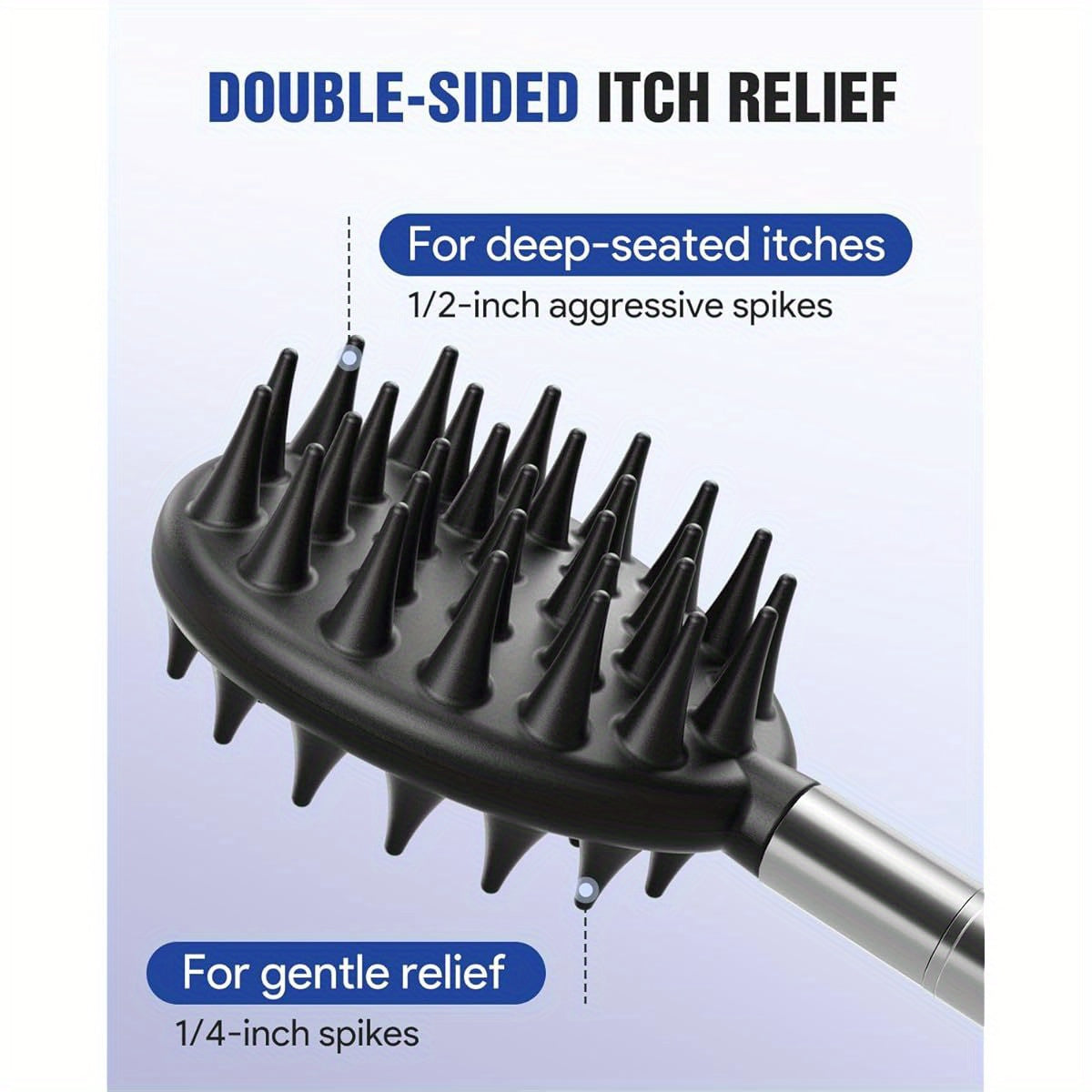 5pcs Telescoping Back Scratcher with Detachable Heads - Extendable Back Massager Tool for Deep-Seated Itches, 1/2" & 1/4" Spikes, Ergonomic Design for Gentle, Ideal her'S Day Gift for Dad, Husband, Men, Back Scratcher for Back, Comfortable Grip Handle,