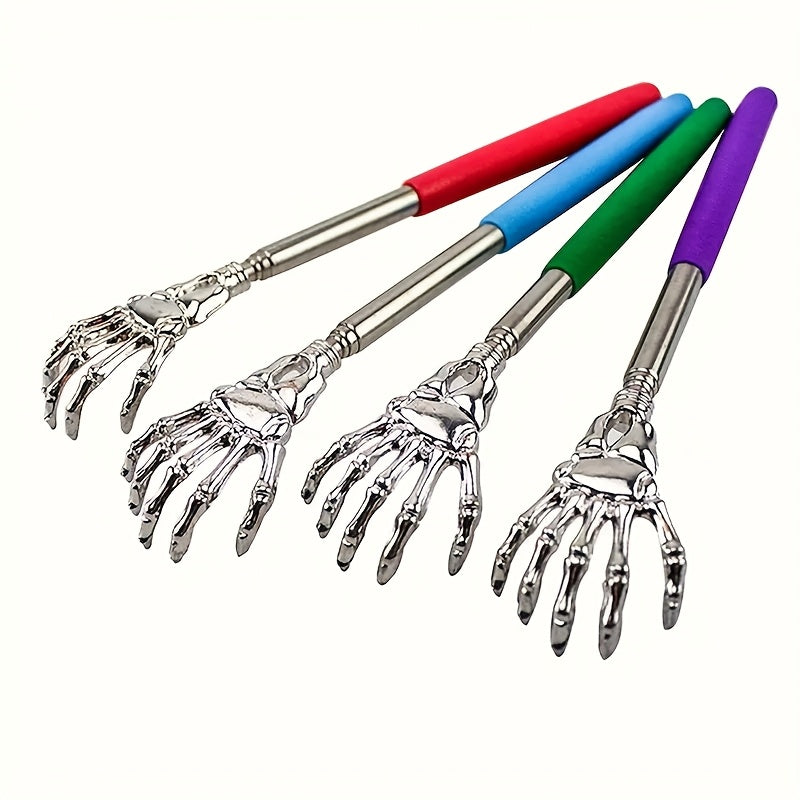 4pcs Adjustable Stainless Steel Telescopic Itching Device with Ergonomic Handle, Cool Claws, 6 Colors Randomly Available In 4 Colors, Portable Itching Tool Itching Rake