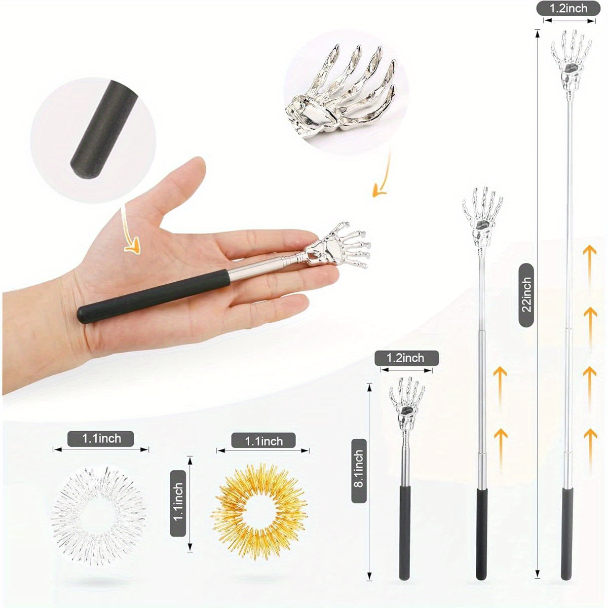 UNIMEIX 4 Pack Head Scratcher Scalp Massager with Finger Massager Rings and Extendable Back Scratcher, 24 Fingers Scalp Massagers Set for Deep Relaxation and Stress