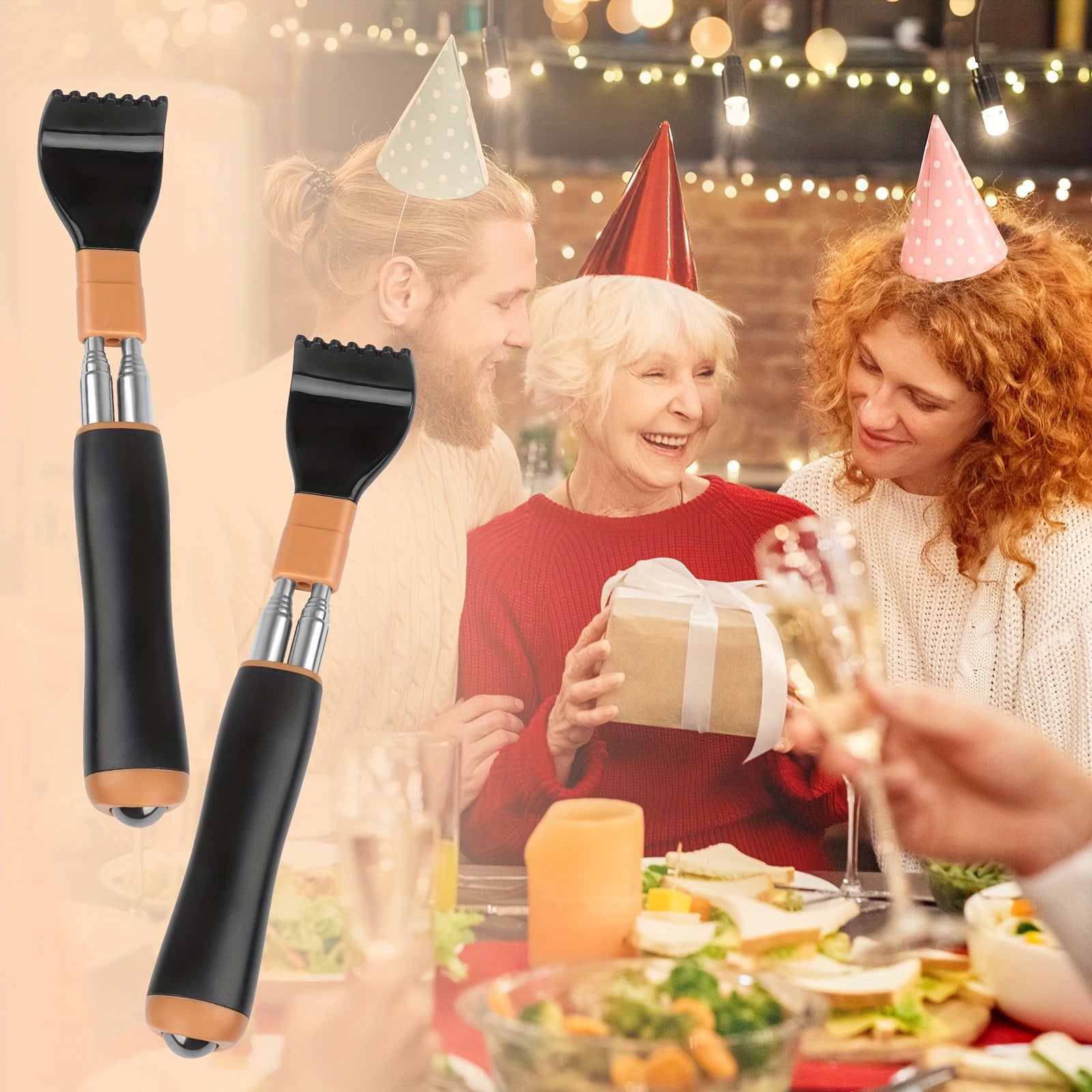 2pcs Telescopic Back Scratcher & Massager, Multifunctional Manual Massage Tool with Double Rod Design, Portable Stainless Steel Back Scratcher, Perfect Gift for Thanksgiving, Birthday, Christmas