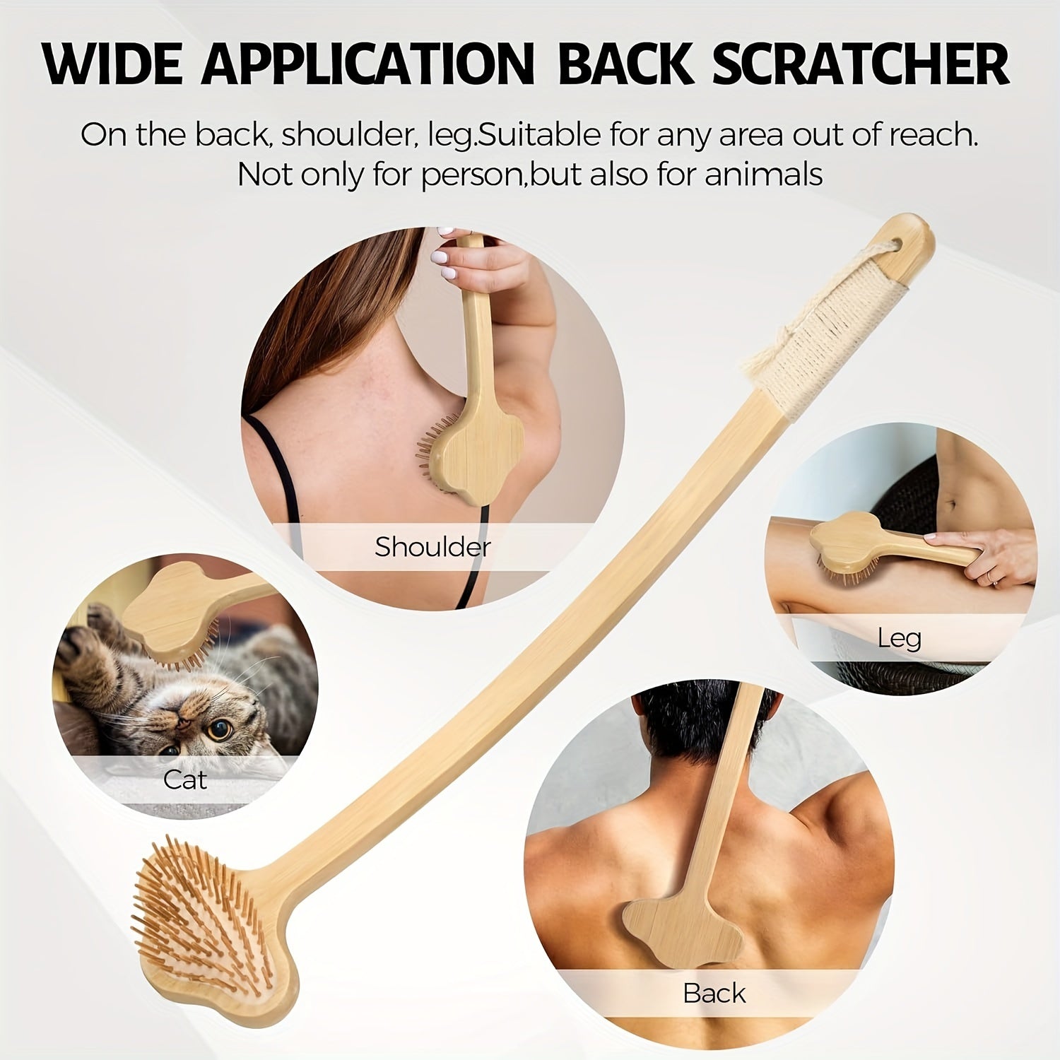 Gentle Bamboo Oversize Back Scratcher - Natural Relief For Itchy Ski, 22.04" Long Curved Handle; Wider Head; More Larger Scratching Surface, Soothing & Durable