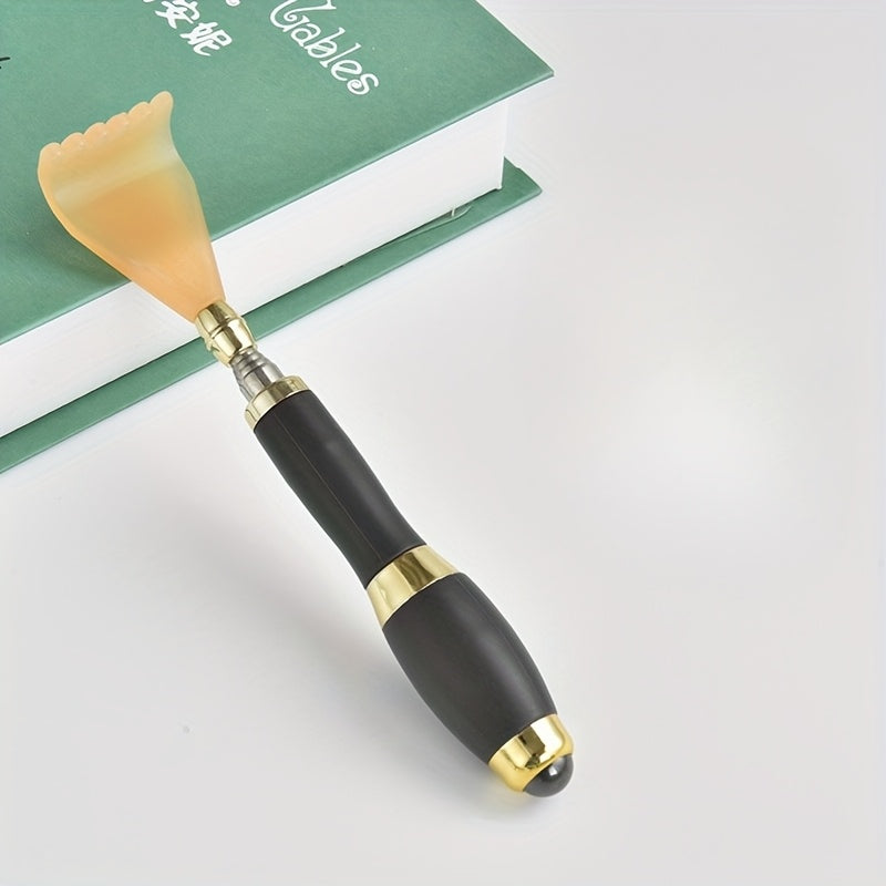 1pc Telescopic Back Scratcher & Massager with Soft Massage Roller, Telescopic Stainless Steel Rod and Soft Scratching Head, Ergonomic Handle Design, Adjustable Height, Ideal for Gentle Home Care and Everyday Use, Home Massage Tool, Personal Grooming