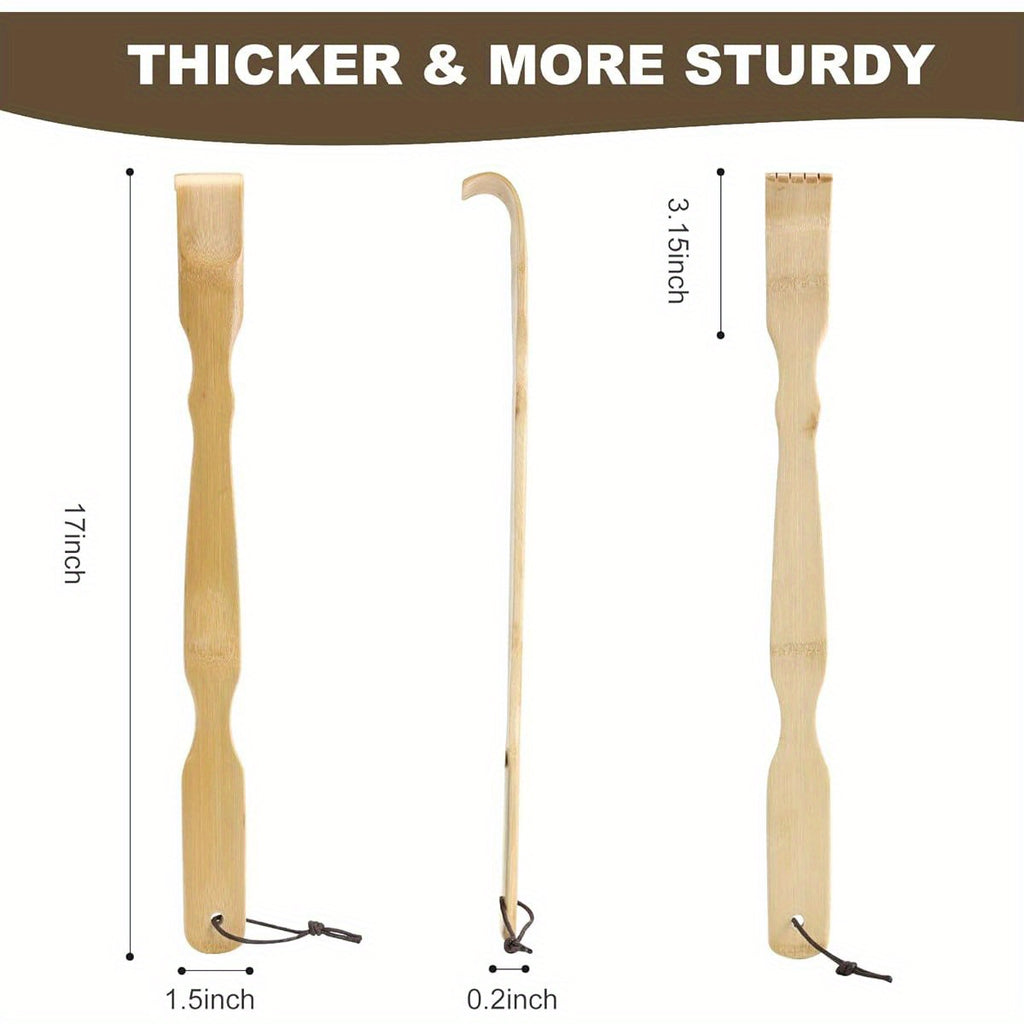2 Pack Wooden Bamboo Back Scratcher, 17 Inch Long Handle Back Scratchers for Adults Men Women, with Beautiful Gift Packaging, Extra Long Back Scratchers Bamboo, Back Massager, Adjustable Back Scratcher, Back Scratching Tool, Cat Back Scratcher, Personal