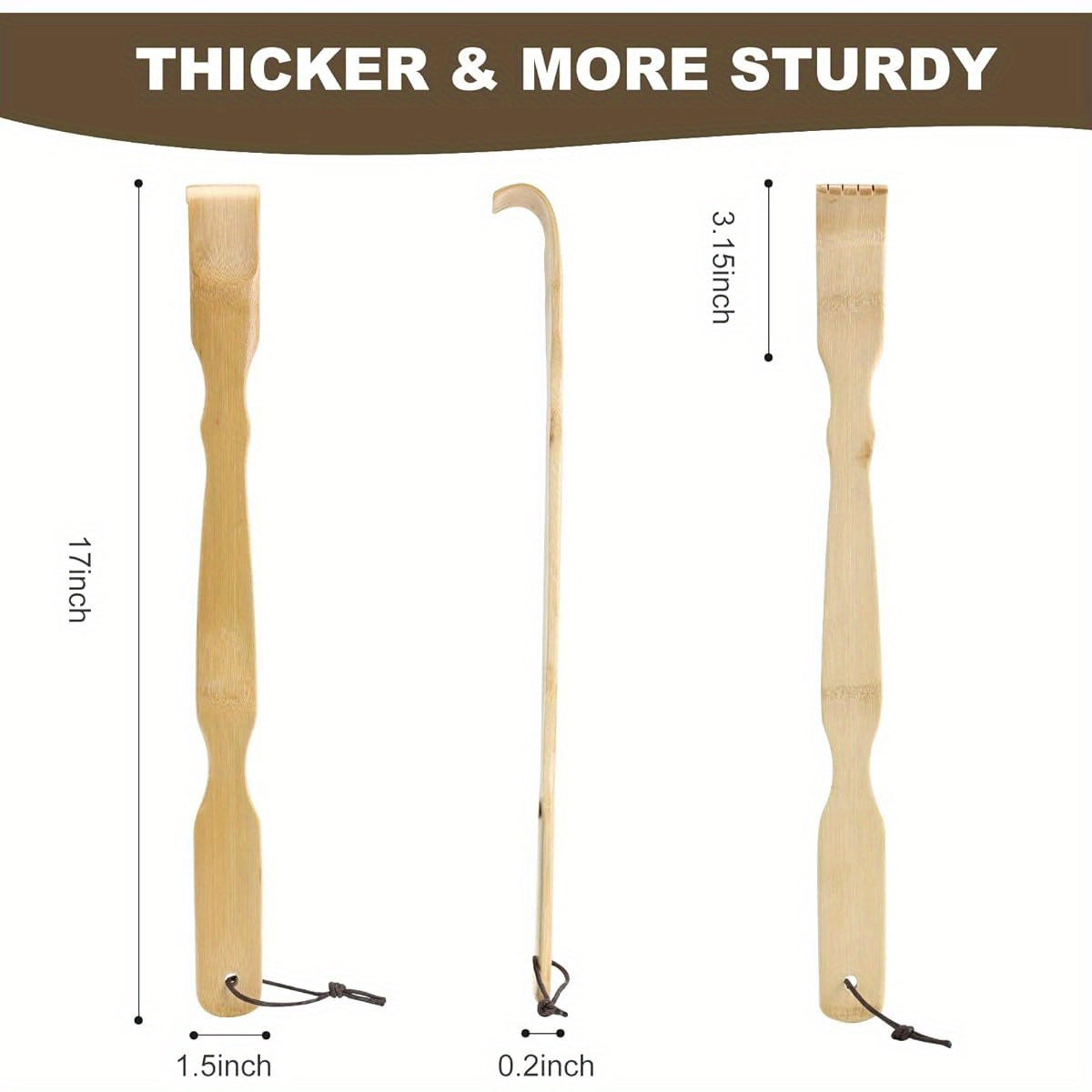 2 Pack Wooden Bamboo Back Scratcher, 17 Inch Long Handle Back Scratchers for Adults Men Women, with Beautiful Gift Packaging, Extra Long Back Scratchers Bamboo, Back Massager, Adjustable Back Scratcher, Back Scratching Tool, Cat Back Scratcher, Personal
