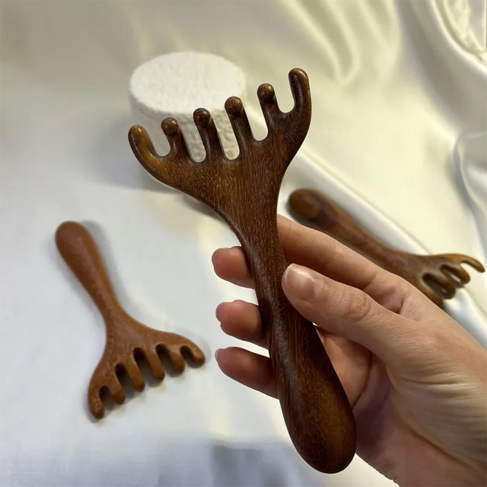 Custom Engraved Wooden Scalp Massager Tool - Deer Antler-Inspired Design with Laser-Engraved Text, Portable Head Scratcher for Relaxation & Stress, Ideal Gift for Family & Loved Ones, Relaxation Tool, Natural Wood Finish, Smooth Texture