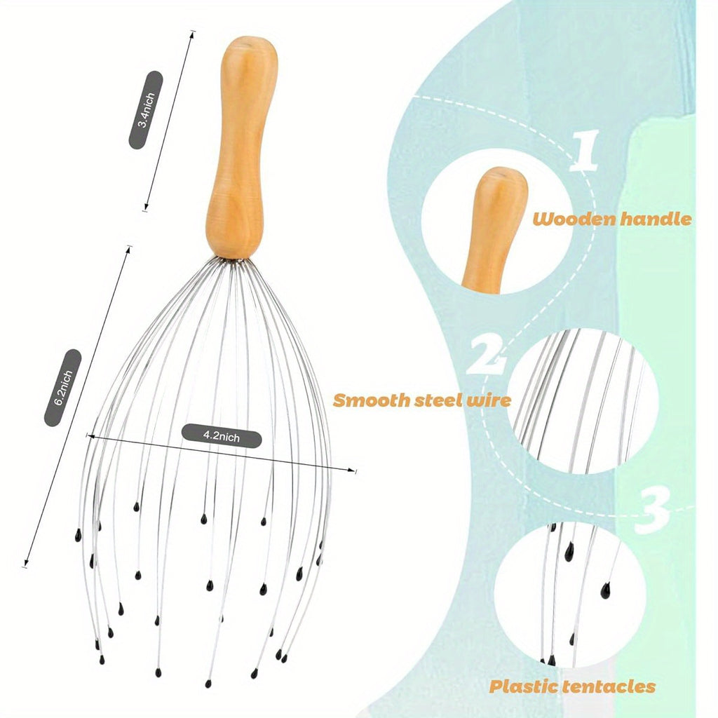 UNIMEIX 4 Pack Head Scratcher Scalp Massager with Finger Massager Rings and Extendable Back Scratcher, 24 Fingers Scalp Massagers Set for Deep Relaxation and Stress