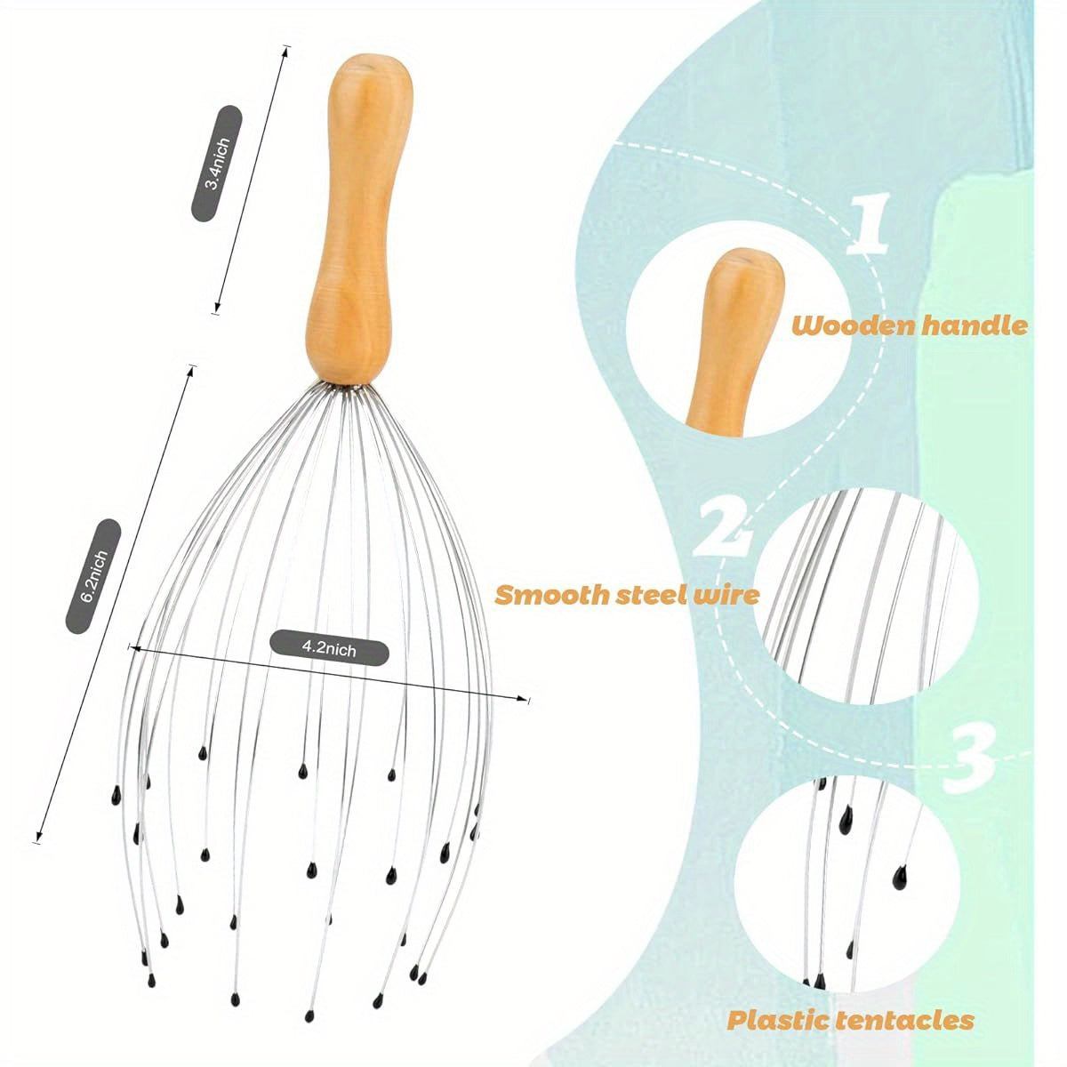UNIMEIX 4 Pack Head Scratcher Scalp Massager with Finger Massager Rings and Extendable Back Scratcher, 24 Fingers Scalp Massagers Set for Deep Relaxation and Stress