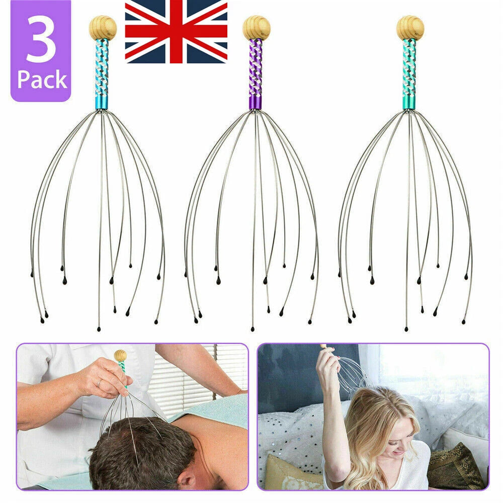 1-3X Massager Head Scratcher Scalp Octopus Therapeutic Head for Deep Relaxation