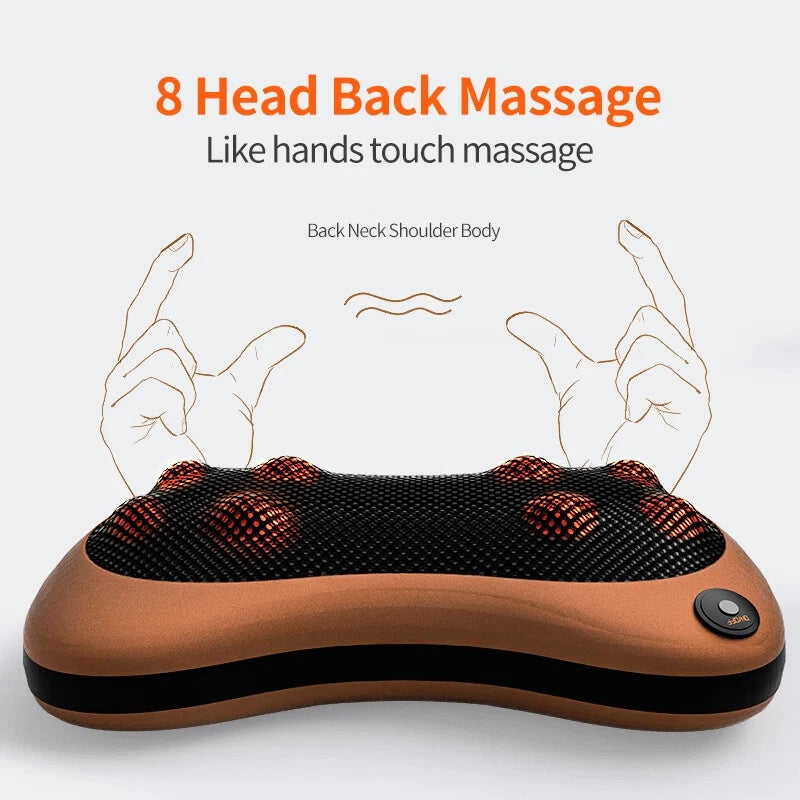 Head Massager Car Home Cervical Shiatsu Massage Neck Back Waist Body Pillow