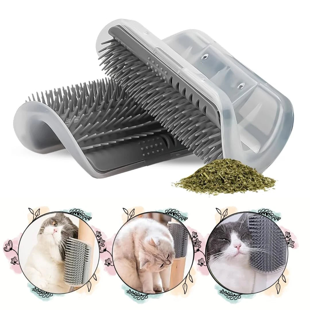 2× Cat Self Groomer w/ Catnip Wall Corner Massage Comb Scratcher Grooming Brush