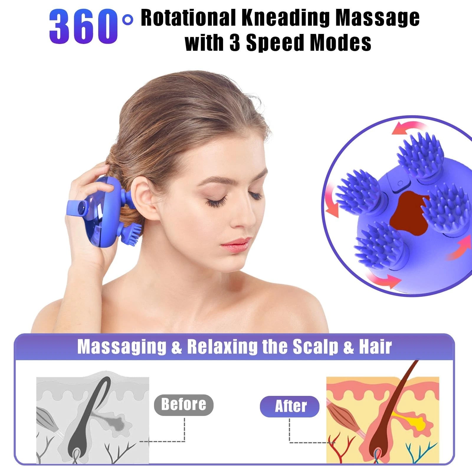 Scalp Massager Electric, Portable Scalp Massager Tool, Waterproof Head Massag...