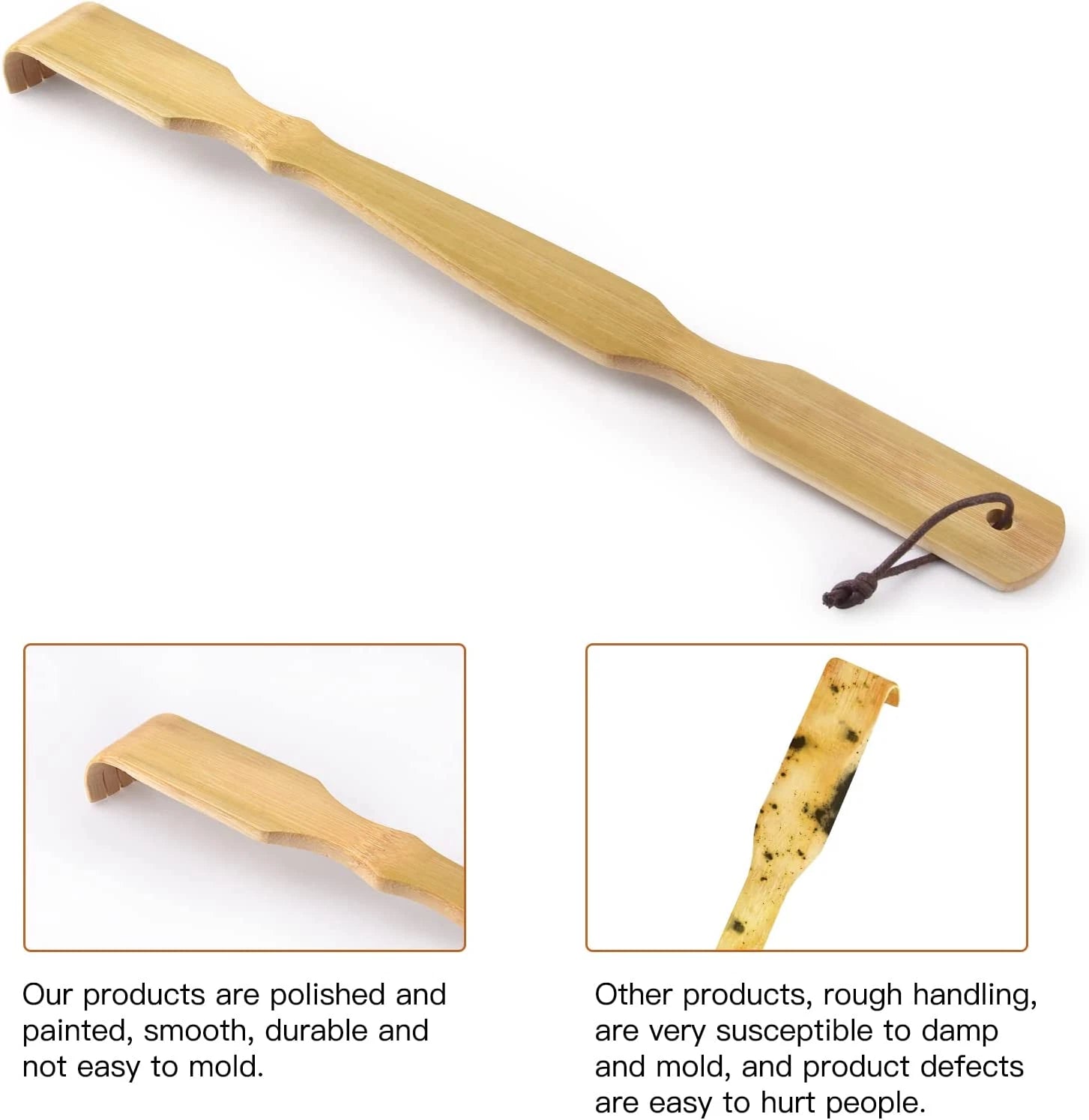 17" Bamboo Back Scratcher,100% Natural Bamboo Back Scratchers for Itching Relief