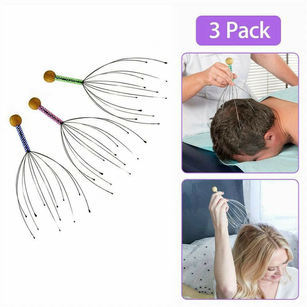 1-3 X Massager Head Scratcher Scalp Octopus Therapeutic Head for Deep Relaxation