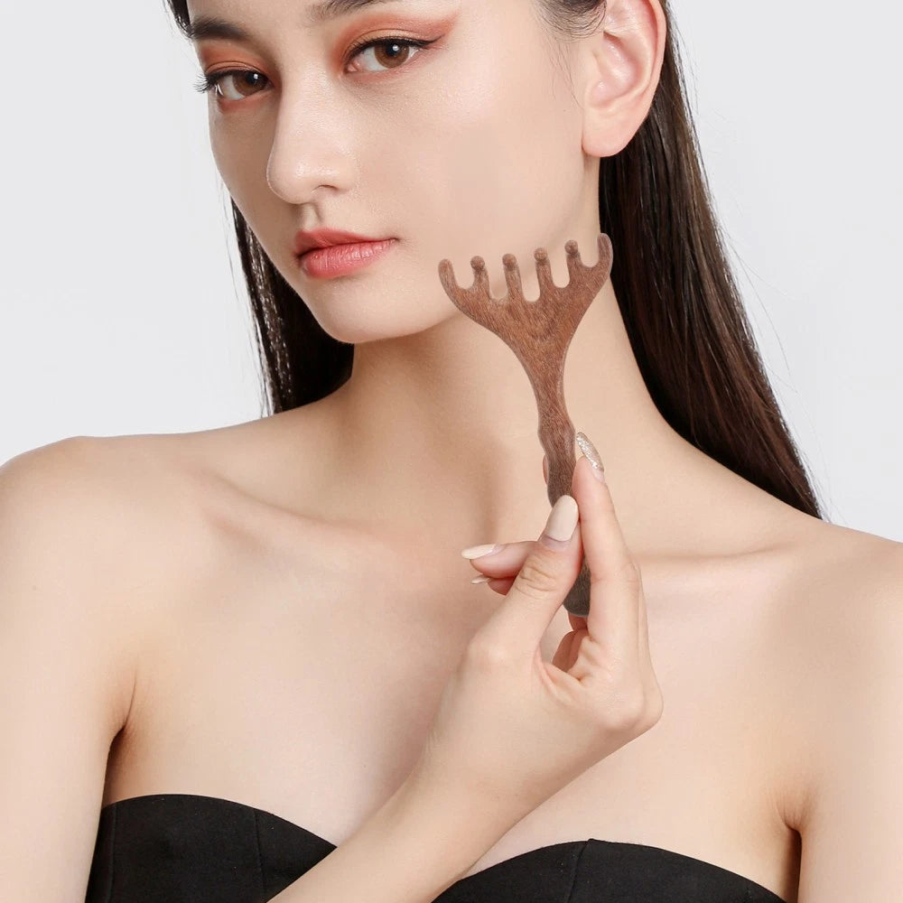 8 pcs Wooden Head Massager Comb Wide Tooth Gua Sha Tool Wood Hair Scratcher