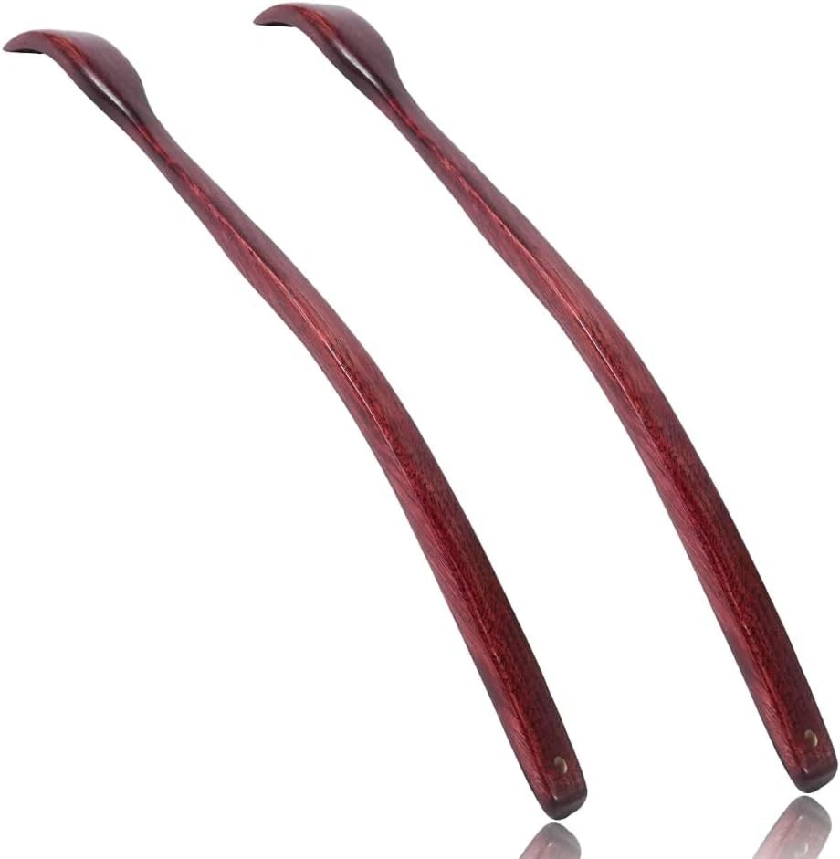 "Oversized Wooden Back Scratcher: 18'' Extended Curved Handle for Better Reach,