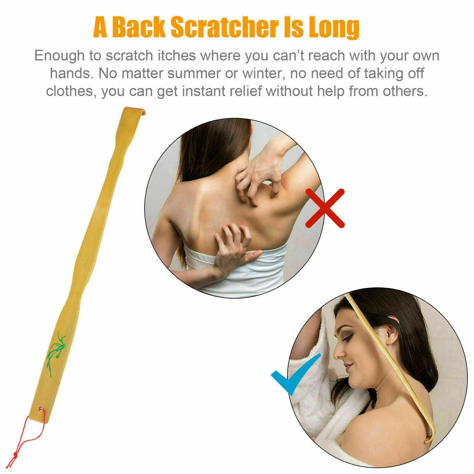 5* 100% Natural Bamboo Back Scratcher Massage Body Itch Scratching Long Wooden.