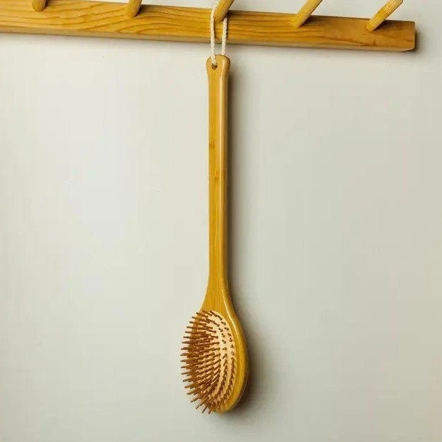 Long Handle Bamboo Body Massage Brush with Bamboo Bristles