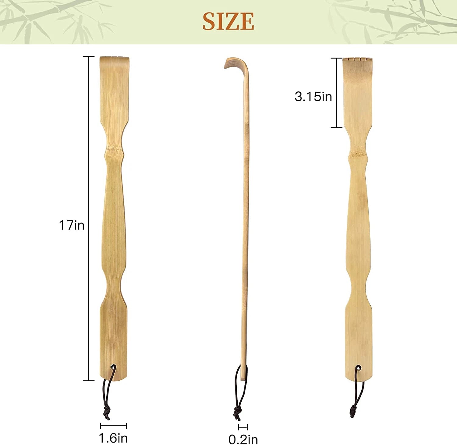 17" Bamboo Back Scratcher,100% Natural Bamboo Back Scratchers for Itching Relief