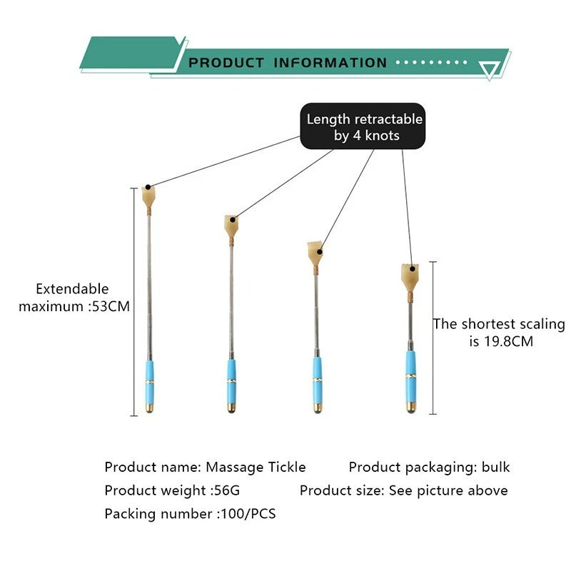 Telescopic Back Scratcher Metal Extending Massager Portable Gift For Parents