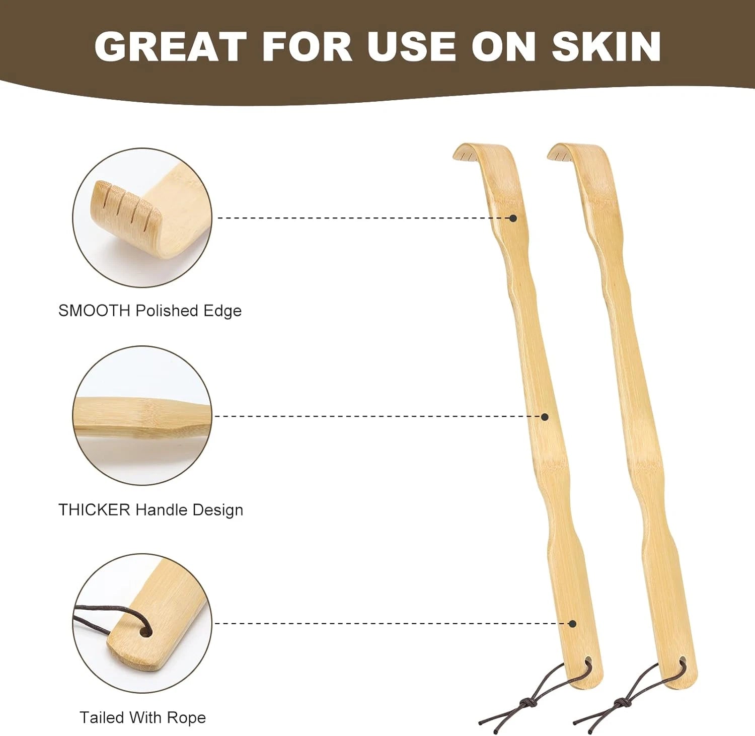 Wooden Bamboo Back Scratcher, 17 Inch Long Handle Back Scratchers for Adults Men