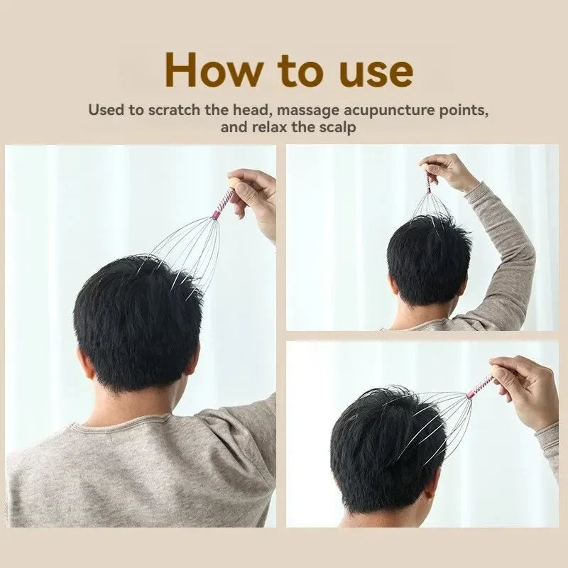 Octopus Head Massager Stainless Steel Brain Scalp Claw Scratcher Itch Reliever